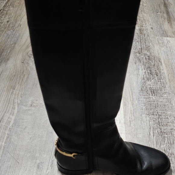 Authentic Tory Burch Kneel High Black Leather Riding Boots - Picture 3 of 16